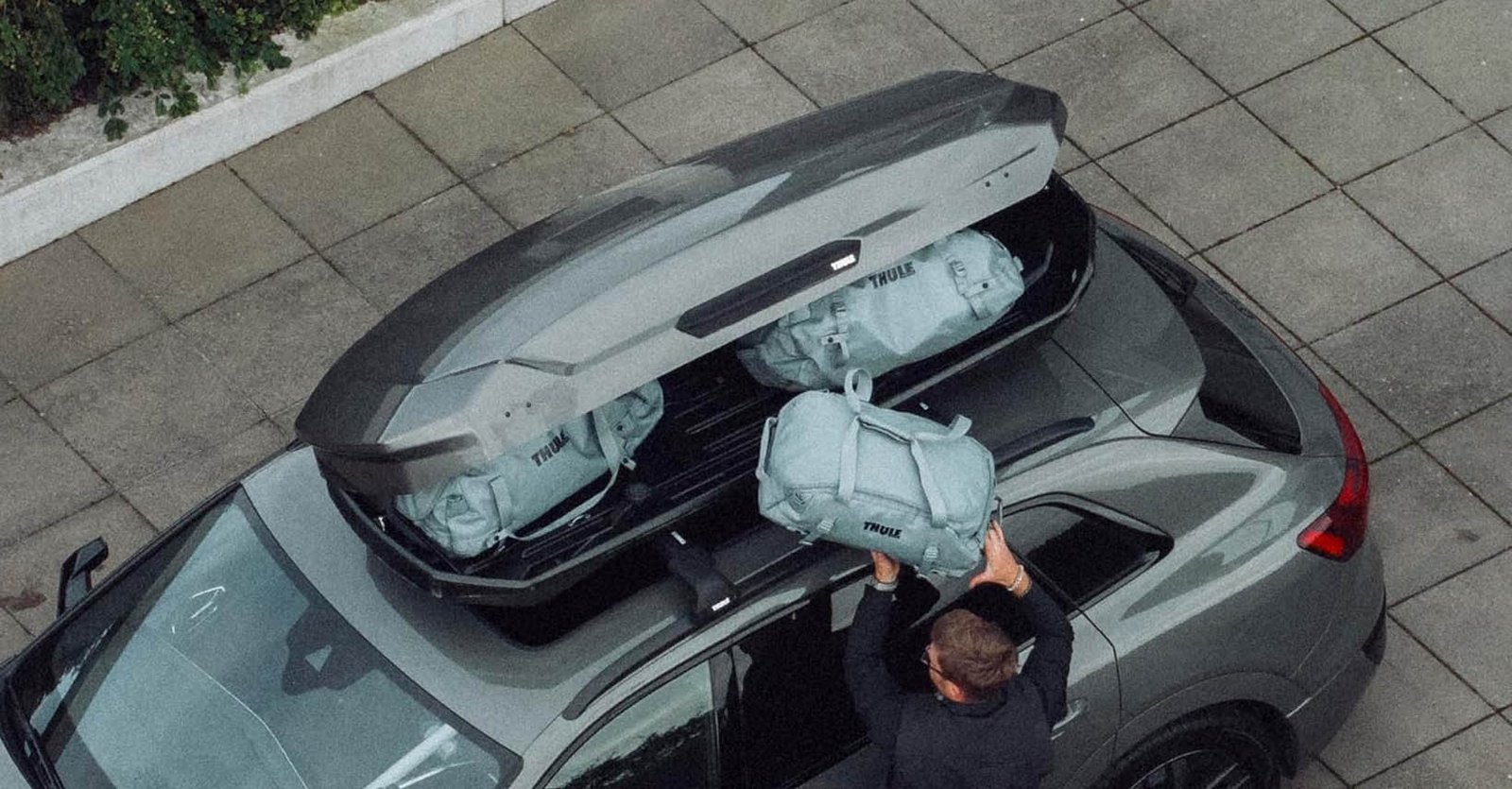 Best Rooftop Cargo Carriers Thule rooftop cargo carrier on grey Audi Best Roof Box Powder Blue Silver