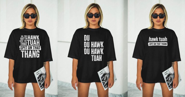 hawk tuah girl hot blonde wearing viral meme tshirt du hawk tuah you gotta give em that hawk tuah spit on that thang shirt